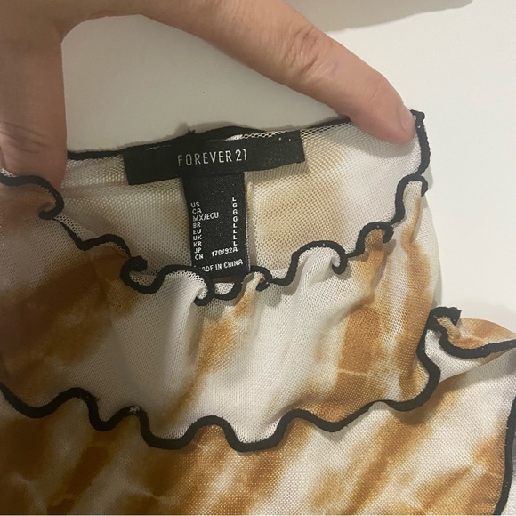 Sheer mesh tie dye cropped turtle neck, size L - Picture 3 of 5